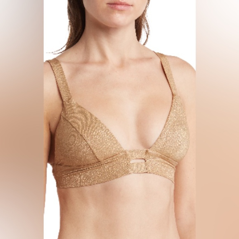 Vitamin A Neutra Bralette Bikini Top - DD Golden Glow Metallic